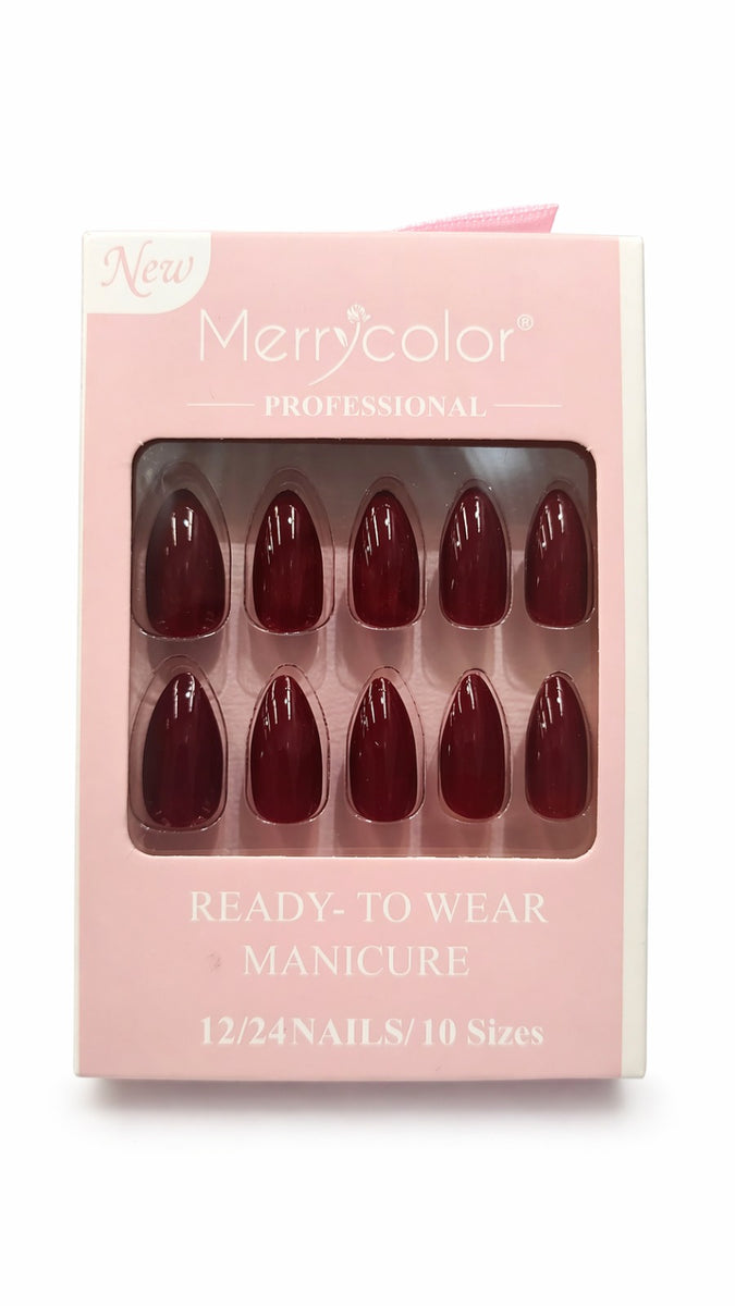 Uñas postizas rojo profundo Merrycolor