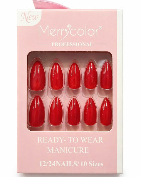 Uñas postizas rojo intenso Merrycolor