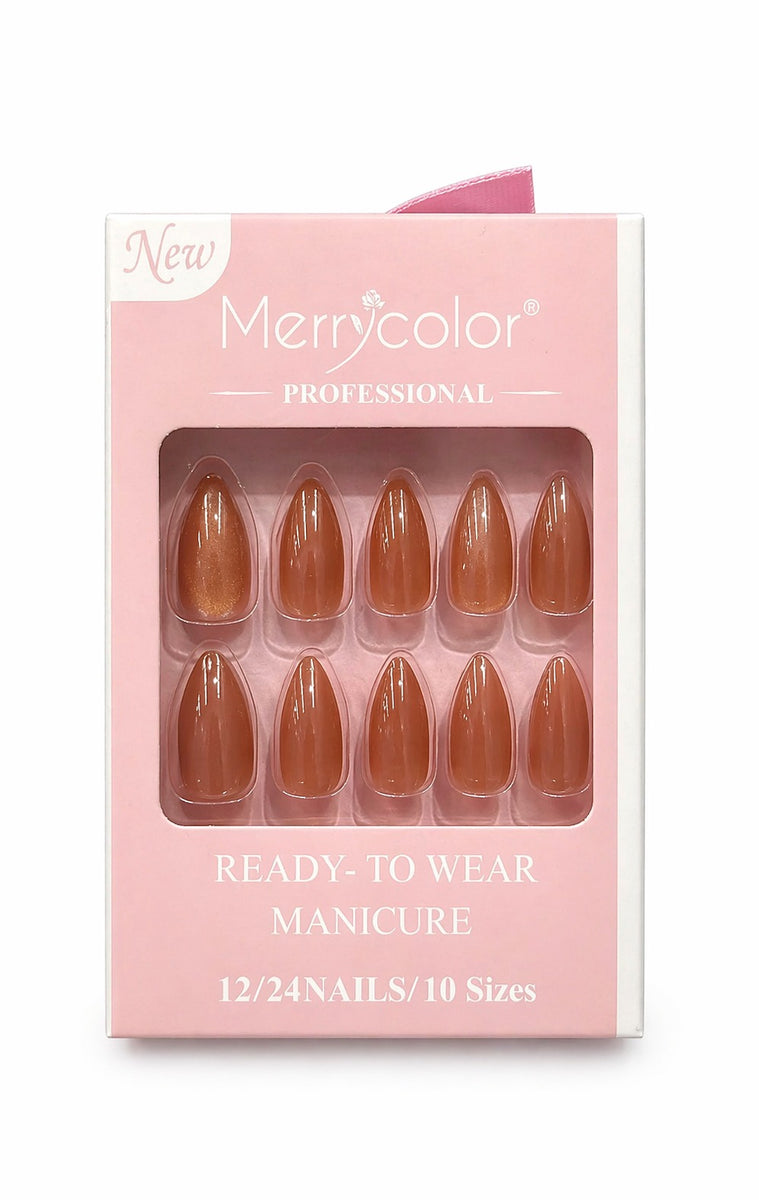 Uñas postizas terracota efecto aurora Merrycolor
