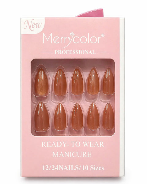 Uñas postizas terracota efecto aurora Merrycolor