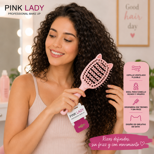 Cepillo ventilado flexible para cabello rizado y grueso