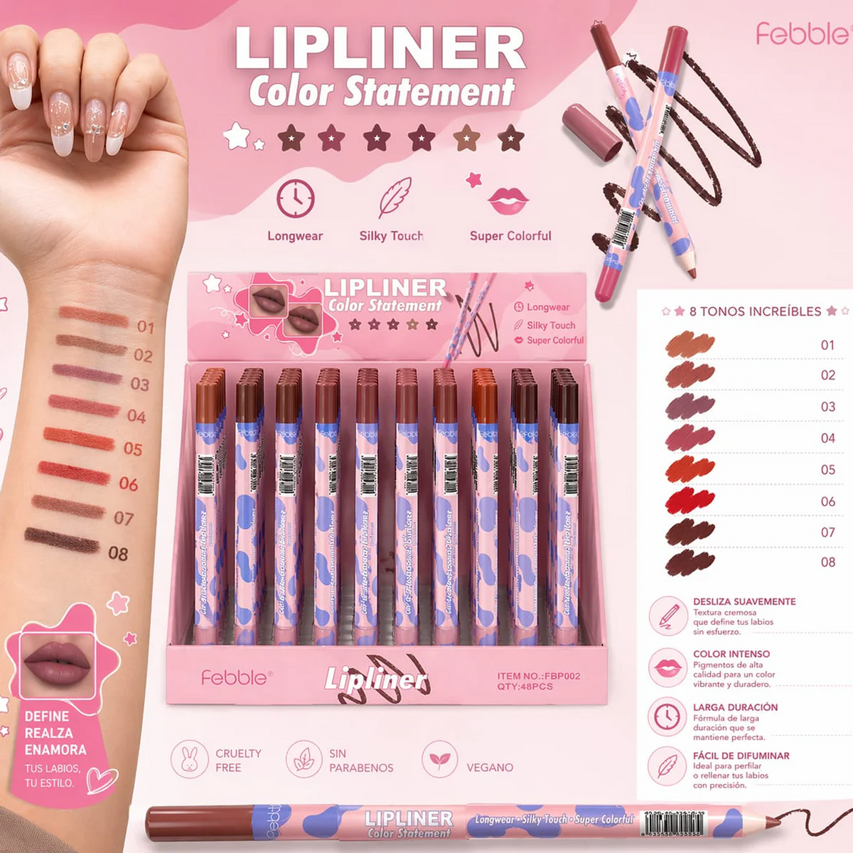 Delineador de labios color full Febble