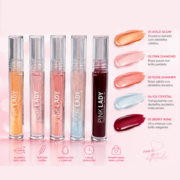 Labial lip gloss shine Pink Lady