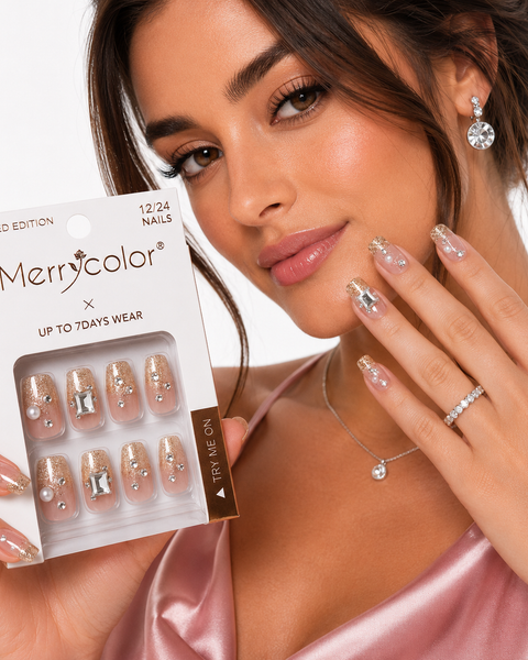 Uñas postizas con pedrería Merrycolor