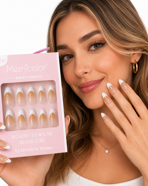 Uñas Postizas Francesas De Fácil Aplicación MerryColor
