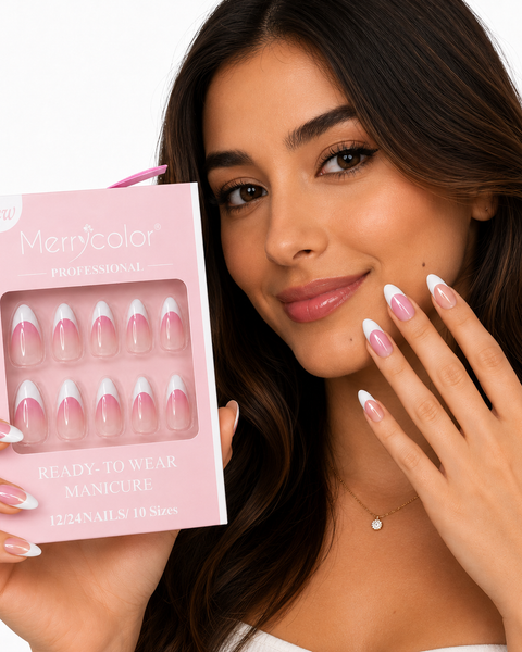 Uñas Postizas Francesas De Fácil Aplicación MerryColor