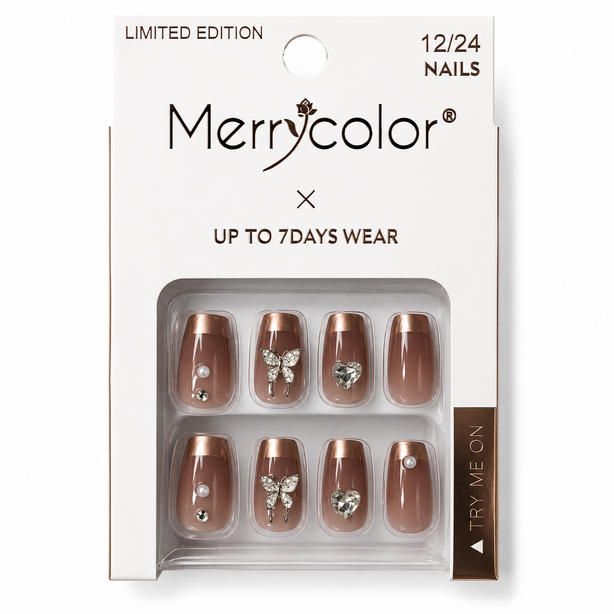 Uñas postizas con pedrería Merrycolor