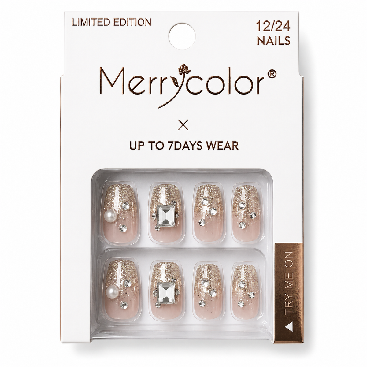 Uñas postizas con pedrería Merrycolor