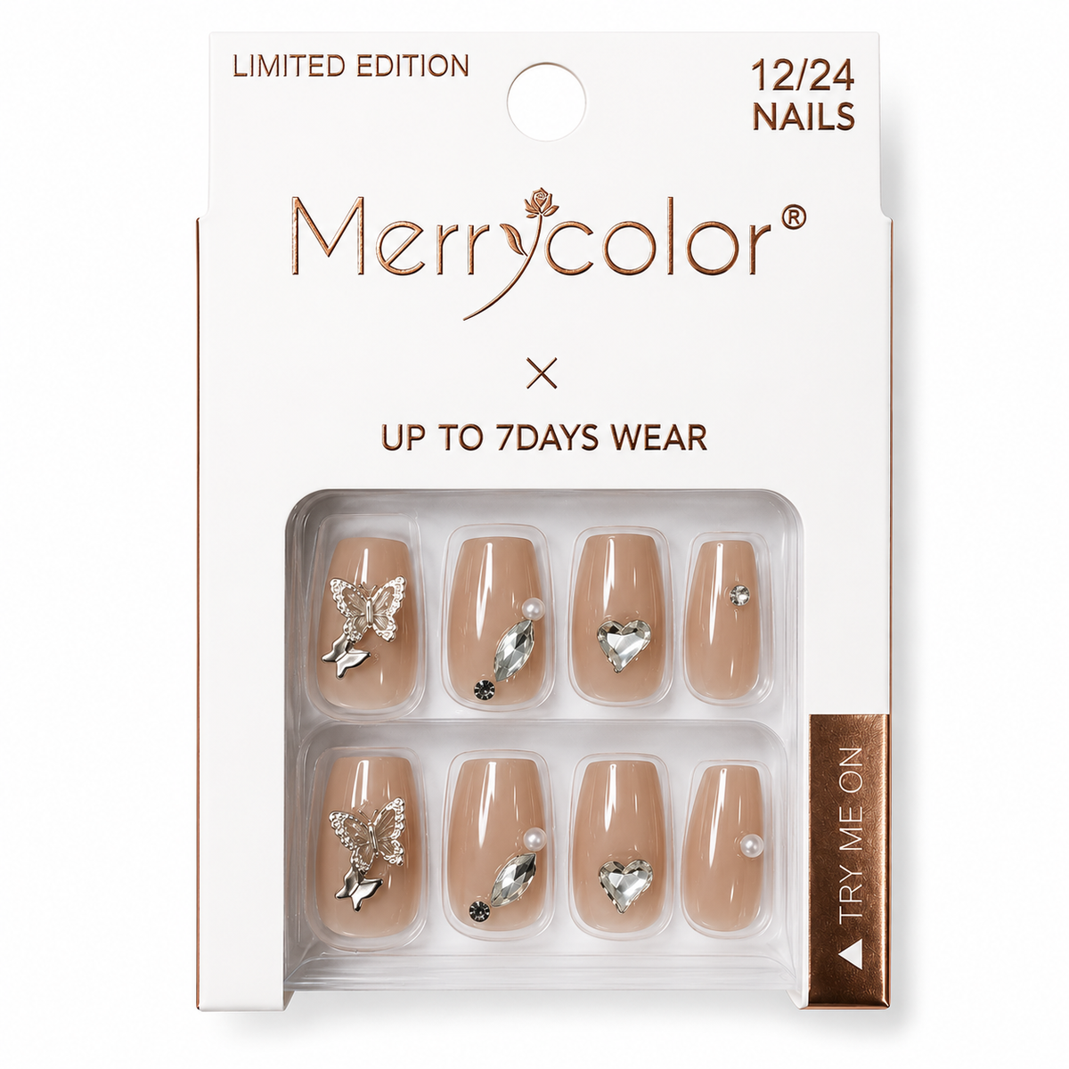 Uñas postizas con pedrería Merrycolor