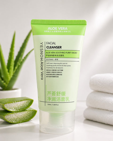 Crema de limpieza facial con aloe vera en gel