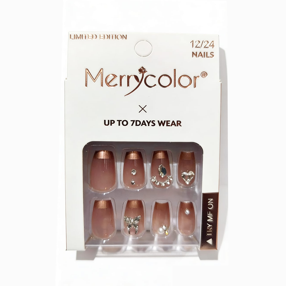 Uñas postizas con pedrería Merrycolor