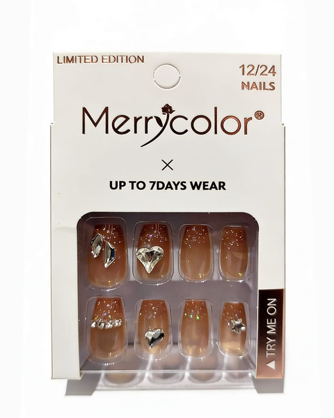 Uñas postizas con pedrería Merrycolor