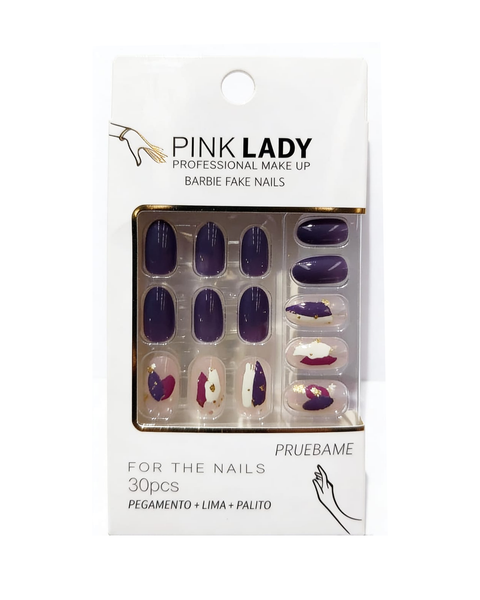 Uñas postizas con diseño Pink Lady
